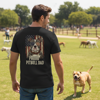 Load image into Gallery viewer, Patriotic Pitbull Dad Heavyweight Cotton T-Shirt | Back Design