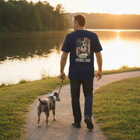Load image into Gallery viewer, Patriotic Pitbull Dad Heavyweight Cotton T-Shirt | Back Design