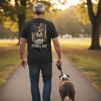 Load image into Gallery viewer, Patriotic Pitbull Dad Heavyweight Cotton T-Shirt | Back Design